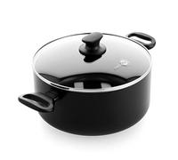 GreenPan Cambridge Pentola in Ceramica Antiaderente Sano da 24 cm/4,9 litri con Coperchio, senza PFAS, Induzione, Lavabile in Lavastoviglie, Forno, Nero