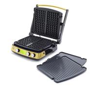 GreenPan Elite 7-in-1 Multi-Function Contact Grill & Griddle, Healthy Ceramic Nonstick Aluminum, Grill & Waffle Plates, Adjustable Shade & Shear, Closed Press/Open Flat Surface, PFAS-Free, Gold