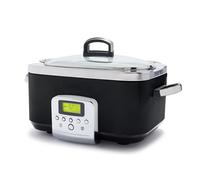 GreenPan Elite 8-in-1 Slow Cooker programmabile da 6L,coperchio lavabile in lavastoviglie e vassoio rimovibile, ceramica sana senza PFAS antiaderente, cottura,soffritto,cestello a vapore,arrosto,nero