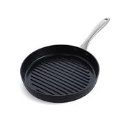 GreenPan Lima Midnight Padella rotonda per grigliare in ceramica anodizzata dura e antiaderente da 28 cm, senza PFAS, lavabile in lavastoviglie, adatta all'induzione, resistente al forno, nero