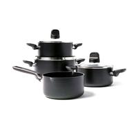 GreenPan Memphis, Batteria di Pentole Antiaderenti in Alluminio con Rivestimento in Ceramica, Adatte a Tutti i Tipi di Fornelli, Induzione, Forno e Lavastoviglie, 4 pezzi, Nere