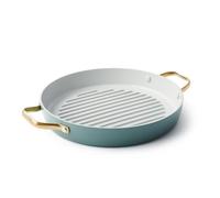 GreenPan Padova - Bistecchiera antiaderente in ceramica anodizzata, 28 cm, con coperchio, colore: nero