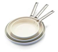 Greenpan Padova Pro - Set di padelle da 20,3 cm, 25,4 cm e 30,5 cm, in ceramica anodizzata, antiaderente, senza PFA, adatte a induzione, manico in acciaio inox, lavabili in lavastoviglie e