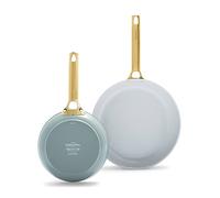 GreenPan Padova Reserve Set di Padelle Antiaderente in Ceramica Sana Anodizzata Dura, 2 Pezzi, 26 cm e 30 cm, Senza PFAS, Induzione, Manico Oro, Lavabile in Lavastoviglie, Sicuro al Forno, Blu Fumoso