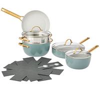GreenPan Padova - Set di pentole e padelle in ceramica anodizzata dura, antiaderente, 10 pezzi, colore: Azzurro
