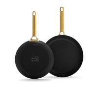GreenPan Reserve Antiaderente in Ceramica Sana, Set di Padelle a 2 Pezzi, 20 cm e 28 cm, Senza PFAS, Adatto all'Induzione, Manico Oro, Sicuro al Forno, Lavabile in Lavastoviglie, Nero