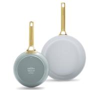 GreenPan Reserve Hartanodisierte gesunde keramische Antihaft-Bratpfannen-Set mit 20 und 26 cm Durchmesser, Goldgriff, PFAS-frei, Induktion,spülmaschinenfest,backofenfest,Muttertagsgeschenk,Smokey Blue