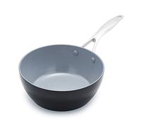 GreenPan Valencia Pro Padella per cuoco da 20 cm / 2 litri in ceramica dura anodizzata antiaderente, senza PFAS, a induzione, lavabile in lavastoviglie, resistente al forno, grigio