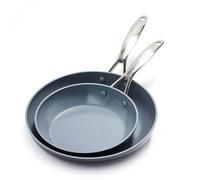 GreenPan Valencia Pro Set di padelle da 20 cm e 26 cm in ceramica dura anodizzata e antiaderente, senza PFAS, a induzione, lavabili in lavastoviglie, resistenti al forno, grigio