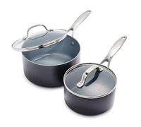 GreenPan Valencia Pro Set di pentole da 16 cm e 20 cm in ceramica antiaderente anodizzata dura, set da 2 pezzi, senza PFAS, induzione, lavastoviglie, forno, grigio