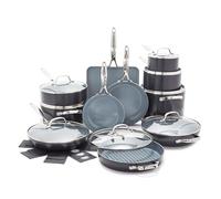 GreenPan Valencia Pro - Set di pentole e padelle in ceramica anodizzata, antiaderente, 22 pezzi, per friggere grill, piastra, padelle, casseruole, coperchi, senza PFA, induzione, lavastoviglie e