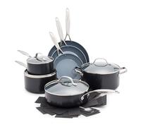 GreenPan Valencia Pro Set di Pentole e Padelle in Ceramica Dura Anodizzata Antiaderente da 11 Pezzi, Comprese Padelle,Per Sauté, Casseruole,Senza PFAS,Induzione,Lavabile in Lavastoviglie,Forno,Grigio