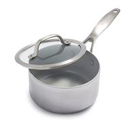 GreenPan Venice Pro Tri-Ply in Acciaio Inox antiaderente sano e Ceramico, Pentola con Coperchio 16 cm/1.5 L, senza PFAS, a Induzione, lavabile in Lavastoviglie, adatto al Forno, Argento