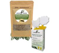 GreenPanda Lotta efficacemente contro le larve nel terreno e i moscerini fungini - Substrato biologico 2 in 1 per sbarazzarsi delle zanzare fungine - 250 g + 30 adesivi gialli per 10 barattoli