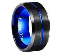 Greenpod Fede nuziale da uomo in tungsteno, 6 mm, 8 mm, 10 mm, con incisione "I Love You", sottile, blu/oro rosa/nero, scanalatura centrale, vestibilità comoda, misura 6-17, Tungsteno, Tungsteno