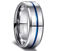 Greenpod Fede nuziale da uomo in tungsteno, 6 mm, 8 mm, 10 mm, con incisione "I Love You", sottile, blu/oro rosa/nero, scanalatura centrale, vestibilità comoda, misura 6-17, Tungsteno, Tungsteno