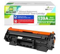 GREENPRINT 【 con CHIP 】 139A W1390A Cartuccia di Toner Compatibile Nera a Resa Standard 1500 Pagine per 3002dw 3002fdw 3102fdw 3102fdn Non Funziona con Stampanti Il cui Modello Termina con e