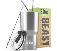 Greens Steel Beast Tumbler - 550 ml (20 oz), Acciaio | Bicchiere termico in acciaio inox riutilizzabile con isolamento sottovuoto | con 2 cannucce e spazzola per la pulizia | a doppia parete