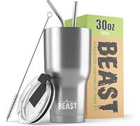 Greens Steel Beast Tumbler - 900 ml (30 oz), Acciaio | Bicchiere termico in acciaio inox riutilizzabile con isolamento sottovuoto | con 2 cannucce e spazzola per la pulizia | a doppia parete