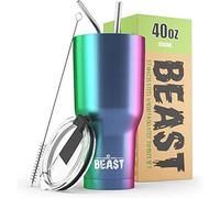 Greens Steel Beast Tumbler - 900 ml (30 oz), Arcobaleno | Bicchiere termico in acciaio inox riutilizzabile con isolamento sottovuoto | con 2 cannucce e spazzola per la pulizia | Tazza a doppia parete