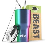Greens Steel Beast Tumbler - 900 ml (30 oz), Arcobaleno | Bicchiere termico in acciaio inox riutilizzabile con isolamento sottovuoto | con 2 cannucce e spazzola per la pulizia | Tazza a doppia parete