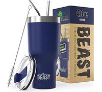 Greens Steel Beast Tumbler - 900 ml (30 oz), Blu Reale | Bicchiere termico in acciaio inox riutilizzabile con isolamento sottovuoto | con 2 cannucce e spazzola per la pulizia | Tazza a doppia parete