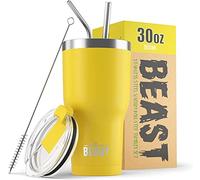 Greens Steel Beast Tumbler - 900 ml (30 oz), Lemone | Bicchiere termico in acciaio inox riutilizzabile con isolamento sottovuoto | con 2 cannucce e spazzola per la pulizia | Tazza a doppia parete