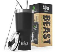 Greens Steel Beast Tumbler - 900 ml (30 oz), Nero Opaco | Bicchiere termico in acciaio inox riutilizzabile con isolamento sottovuoto | con 2 cannucce e spazzola per la pulizia | Tazza a doppia parete