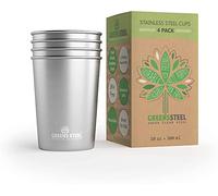 Greens Steel Tazza Acciaio Inox per Bambini 300 ml I Tazze Metallo Premium I Bicchieri Riutilizzabili Senza BPA I Set Tazze Impilabili I Ideali per Bambini, Ufficio I Antigraffio, Antiscivolo, Non Sbiadiscono