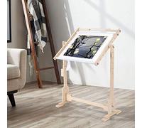 Greensen 9CT 50cm Cornici per Punto Croce Supporto da Pavimento Medio Rotazione di 360 Gradi Cavalletto Ricamato in Legno Stabile Tapestry Hoop Strumento Artigianale Fai da Te con Clip in PVC e Rullo