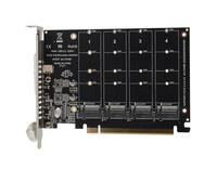 Greensen Adattatore PCIe M.2 NVME a 4 Porte, Materiale PCB Spesso, Supporta PCIe 3.0/4.0 per Trasferimento Dati Ad Alta velocità e compatibilità Multi-dispositivo (f44)