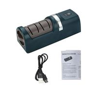 Greensen Affilatoio per Coltelli Elettrico, Ricaricabile USB con Ruote di Macinazione Grossolane e Fini Base Antiscivolo per Cucina Chef Casa Campeggio All'aperto (GREEN)
