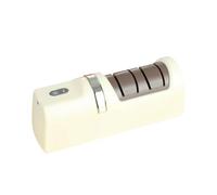 Greensen Affilatoio per Coltelli Elettrico, Ricaricabile USB con Ruote di Macinazione Grossolane e Fini Base Antiscivolo per Cucina Chef Casa Campeggio All'aperto (Beige)