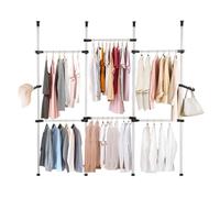 Greensen Armadio Telescopico, Cabina Armadio Componibile con 6 Barre e 4 Pali, Altezza e Larghezza Regolabile, Stand Appendiabiti da Terra, Senza Fori