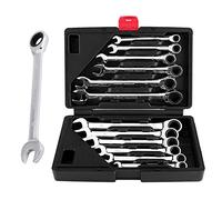 Greensen Chiavi Fisse a Cricchetto Set di Chiavi a Cricchetto 12 pezzi, Set Chiavi Fisse Inglese Metriche Chiave Inglese Strumento lucidato, Chiavi a Cricchetto per Artigiano con Scatola Organizer