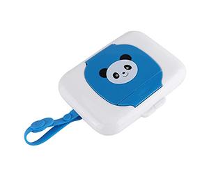 Greensen Copertura in Scatola delle Salviette Bagnate Nella Differenza tra i Bambini PP Nas Dispenser di Tessuti per un Facile Accesso Agli Asciugamani Esterni, Design Piccolo e Dolce (panda blu)
