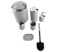 Greensen Dì Addio Ai Lavandini Disordinati con Accessori da Bagno da 6 Pcs Impostare il Supporto per Spazzolino da Denti, Lattina di Immondizia, Lattina, (GRAY)