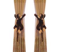 Greensen Little Monkey Cartoon Curtain Tiebacks, 2 Pack Cloth Fabric Curtain Clips Holders with Soft Lightweight Design for Living Room Bedroom Bathroom (4)