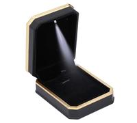 Greensen Portagioielli In Velluto Nero Con Luce Led, Scatola Regalo Per Collana, Anello, Bracciale, Orecchini - Custodia Da Viaggio Con Coperchio Trasparente Per Proposta Di Matrim