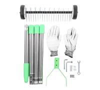 Greensen Rastrello per Sfogliatura del Prato, in Acciaio Inossidabile Resistente con Manico Ergonomico e Lunghezza Regolabile, per Rimuovere Feltro, Foglie e Detriti Dal Prato