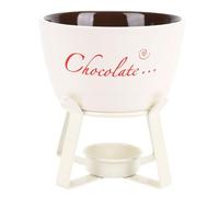 Greensen Scaldaburro in Ceramica, Tazza Fondente per Cioccolato con Supporto Metallico e Forchetta per Fondere Cioccolato Formaggio Burro Caramello a Casa Picnic Feste (WHITE)