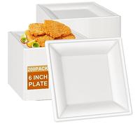 greensight - Piatti usa e getta in canna da zucchero - 16 cm - 200 pezzi - Piatti in bagassa bianchi quadrati - Piccoli piatti usa e getta per feste - Stoviglie biologiche monouso