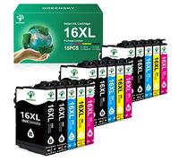 GREENSKY 16 XL Compatible Cartucce Epson 16XL, Confezione da 15 per Epson Workforce WF-2510 WF-2630 WF-2750 WF-2760 WF-2010 WF-2530 WF-2660 WF-2520 WF-2650 WF-2540 (6 Nero,3 Ciano,3 Magenta,3 Giallo)