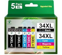 GREENSKY Cartucce 34XL Compatibili con Epson 34XL 34 XL Multipack per Cartucce Epson WF 3725 per Epson Workforce Pro WF-3725 WF-3720 WF-3725DWF WF-3720DWF WF 3720 WF 3725 WF3720 WF3725 (5-Pack)