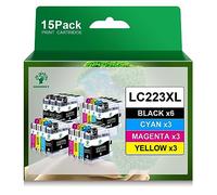 GREENSKY Multipack LC-223 Cartucce Compatibile per Brother LC223 per Cartucce Brother MFC-J480DW MFC-J4420DW MFC-J5320DW DCP-J562DW MFC-J4620DW MFC-J5620DW MFC-J5625DW MFC-J4625DW DCP-J4120DW (15Pezzi