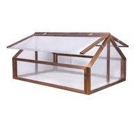 Greenspot - Mini Serra - 120x80x60cm LxPxH, Legno e Plastica - per Giardino, Serra Primaverile - per Erbe, Ortaggi, Fiori - Legno Marrone Palissandro Scuro