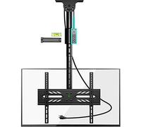 Greenstell Supporto TV da soffitto con presa di corrente, supporto per TV da 26 a 65 pollici, con protezione contro le sovratensioni 900J, orientabile, inclinabile, regolabile in altezza 6, max VESA