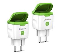 GreenSun Presa WiFi, presa esterna, impermeabile, timer per esterni, presa Alexa, contatore di corrente per presa di corrente, contatore di corrente IP44, impermeabile, confezione da 2