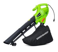 GreenSweep Soffiatore per foglie, aspirapolvere e trinciatrice 3 in 1 - Attrezzo elettrico da giardino da 10 Amp con sacchetto di raccolta da 10 galloni - Leggero, potente e facile da usare