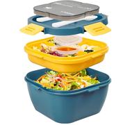 Greentainer Contenitore per Insalata con Scomparti divisori, Contenitore per Il Pranzo con Posate per Adulti e Bambini, per Insalata, per Scuola, lavo